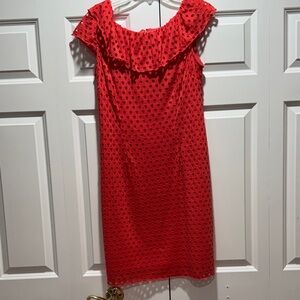 Dress Barn red-orange Eyelet Midi Dress